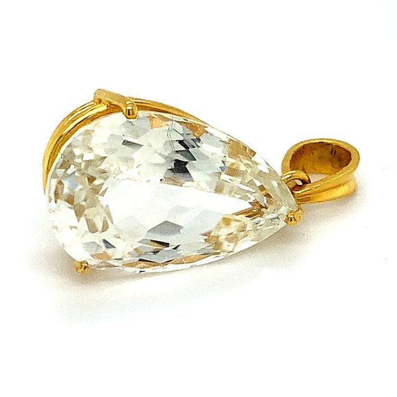 Kunzite 21.25ct Solid 18K Yellow Gold Pendant - Picture 1 of 8